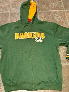 ~~Green Bay Packers Hoodie XL Green NFL APPAREL EMBROIDERED Full Zip Logo     **